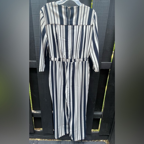 Free Generation Los Ángeles Women’s Striped Wrap Top Wide Leg Jumpsuit Size L - Picture 4 of 15